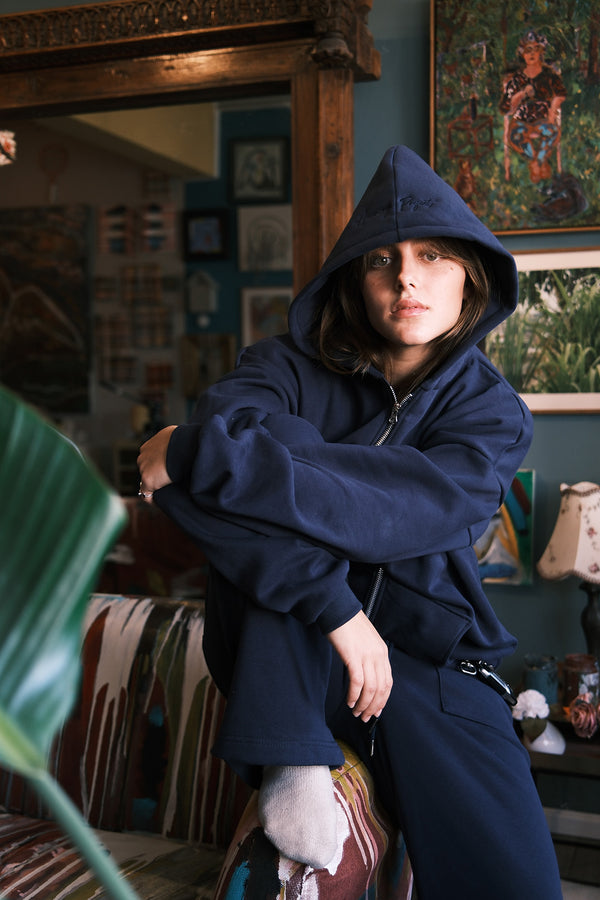 BLUE COZY ZIP-UP HOODIE